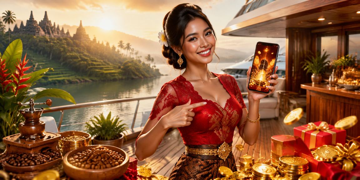 Pengguna menikmati kopi sambil memeriksa informasi bonus rebate di ponselnya